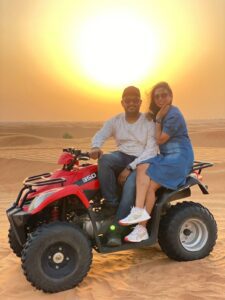 quad bike with sunset