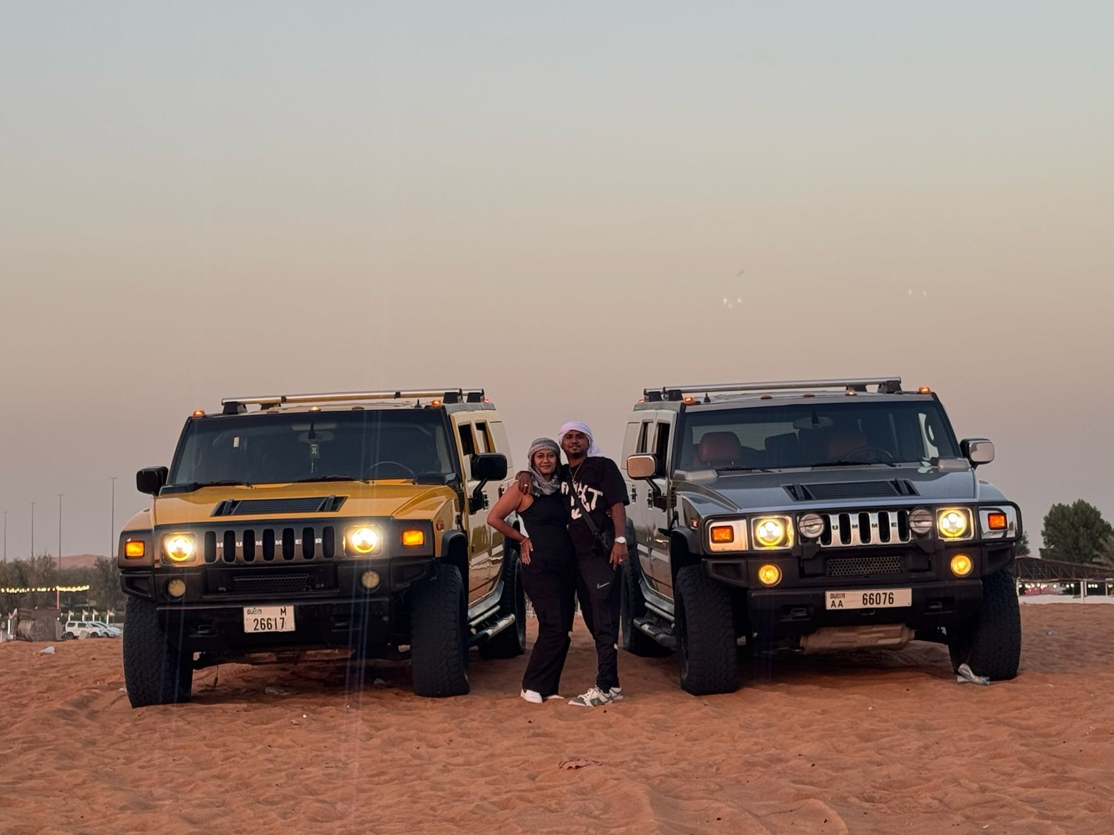 yellow and grey hummer desert safari